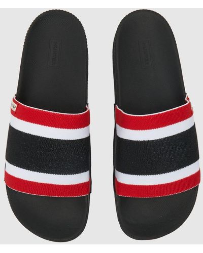 HUNTER Elastic Slider Sandals In - Black