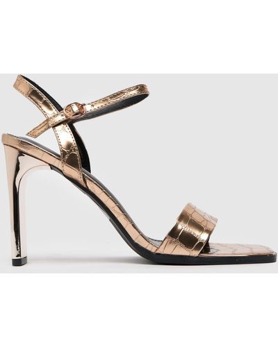 Schuh Croc Block Heel Sandal High Heels In Bronze - Multicolour