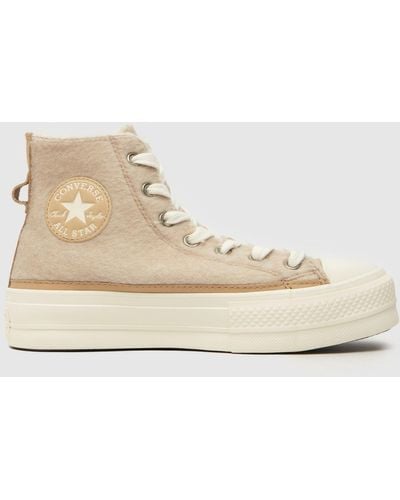 Converse All Star Lift Winter Warmers Trainers In - Natural