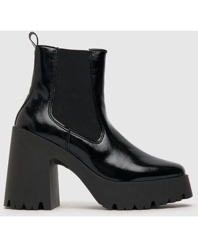 Schuh Anna Patent Platform Chelsea Boots In - Black