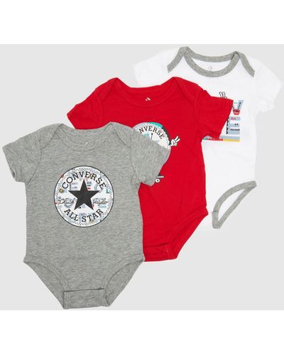 Converse Red & Grey Baby Bodysuit 3 Pack