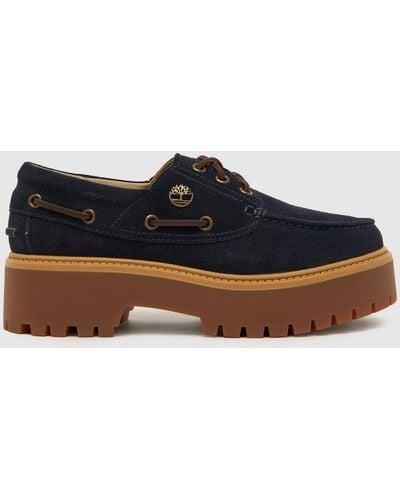 Timberland Stone Street Boat Flat Shoes In - Blue
