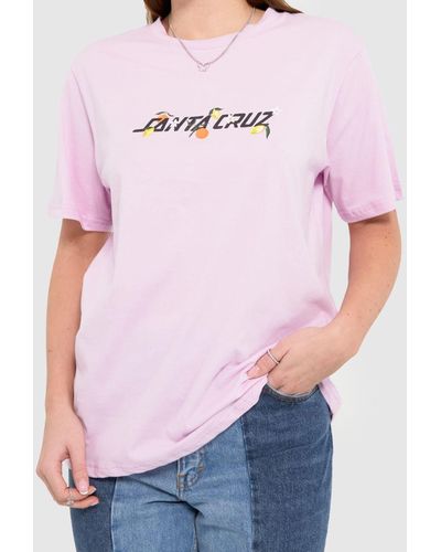 Santa Cruz Orchard Strip T-shirt In - Pink