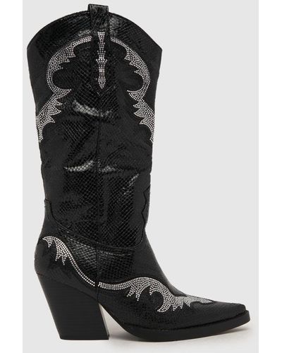 SIMMI Dakoa Bling Western Boots In - Black