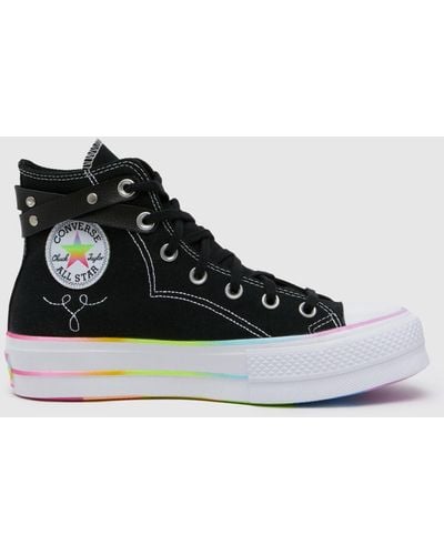 Converse All Star Lift Hi Pride Trainers In - Black