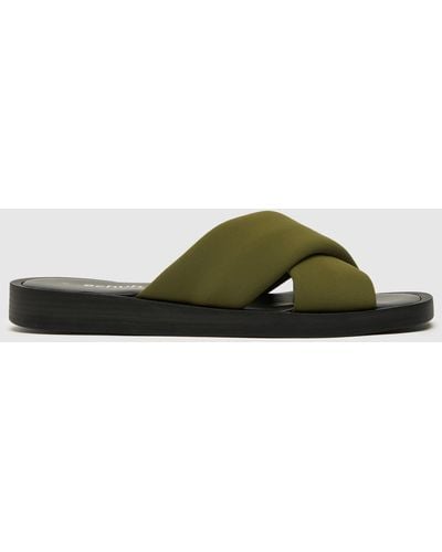 Schuh Taiwan Satin Cross Strap Sandals - Green