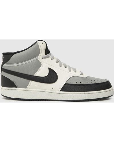 Nike Court Vision Mid Trainers In Black & Grey - Multicolour