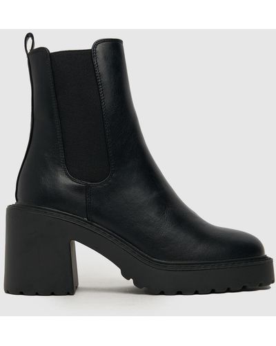 Schuh Ladies Beckett Cleated Chunky Chelsea Boots - Black