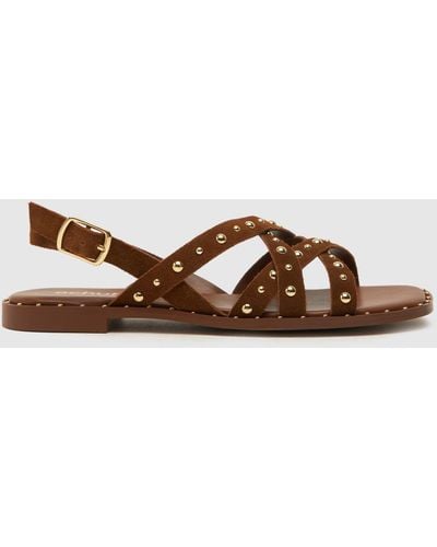 Schuh Thelma Studded Suede Sandals In - Brown