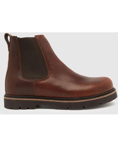 Birkenstock Highwood Leather Chelsea Boots In - Brown