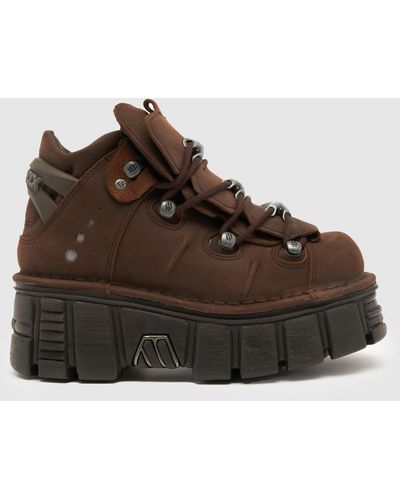 New Rock Chunky Trainers In - Brown