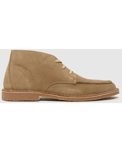 Schuh Dexter Suede Apron Boots In - Natural