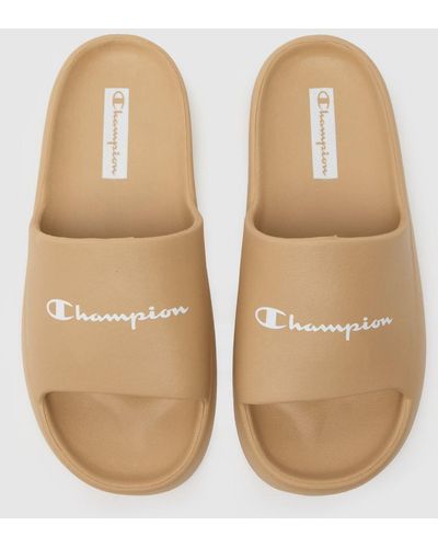 Champion Soft Slipper Slide Sandals In - Natural
