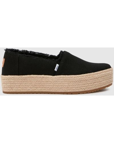 TOMS Valencia Espadrille Flat Shoes In - Black