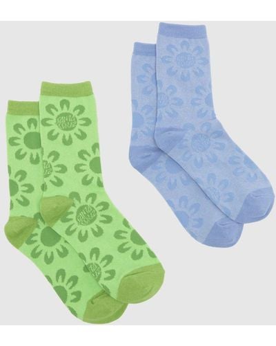 Santa Cruz Flora Socks 2 Pack - Green