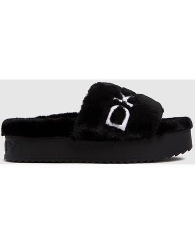 DKNY Ladies Palz Slipper Slide Sandals - Black