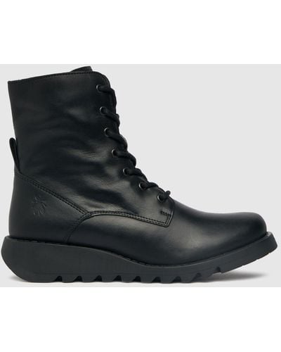 Fly London Sers Lace Up Boots In - Black