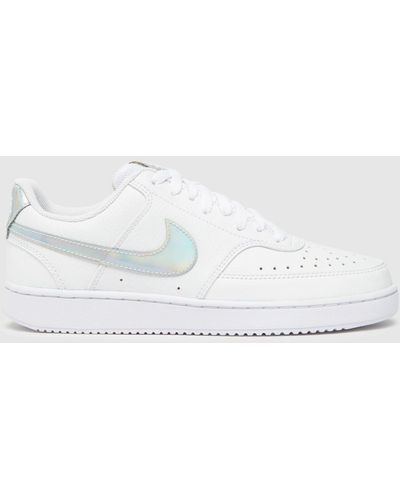 Nike Court Vision Low Trainers In White & Silver