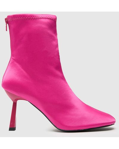 Schuh Beatrix Satin Sock Boots In - Pink