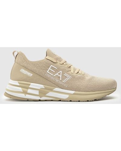 EA7 Crusher Knit Disce Trainers In - Natural