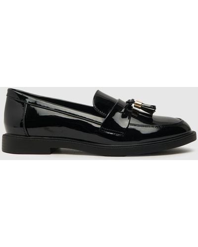 Schuh Lohan Patent Tassel Loafer Flat Shoes - Black