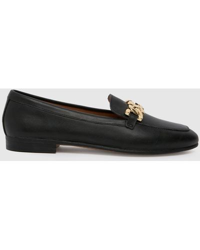 Schuh Lyon Chain Leather Loafer Flat Shoes In - Black