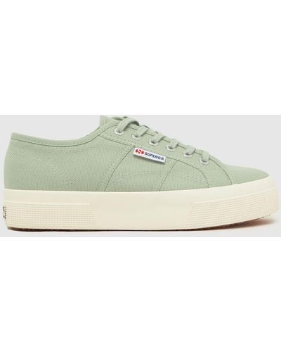 Superga 2740 Mid Flatform Trainers In - Green