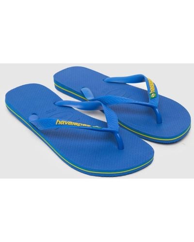 Havaianas Brasil Logo Neon Sandals In - Blue