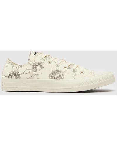 Converse Summer Florals Ox Trainers In White & Beige - Multicolour