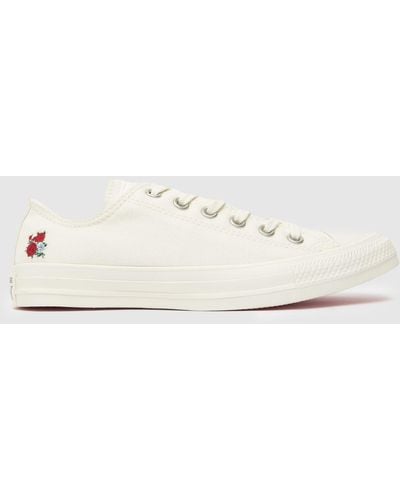 Converse All Star Embroidered Floral Trainers In - White