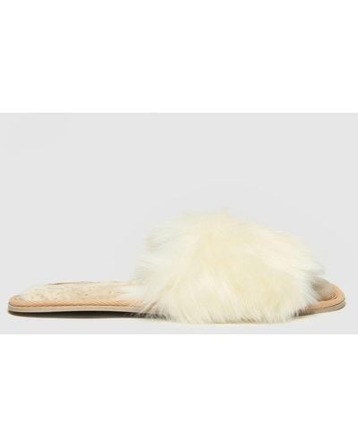 Schuh Hayley Faux Fur Slippers In - Natural