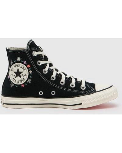 Converse All Star Hi Little Florals Trainers In - Black