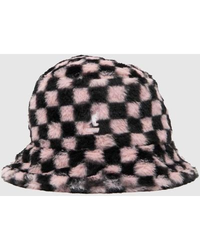 Kangol Black & Pink Faux Fur Bucket Hat - Brown