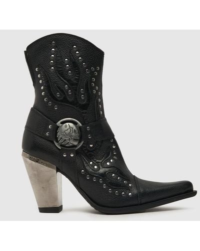 New Rock Heeled Western Boots - Black