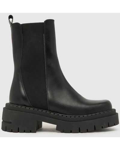 Schuh Ladies Andrea Leather Chunky Chelsea Boots - Black