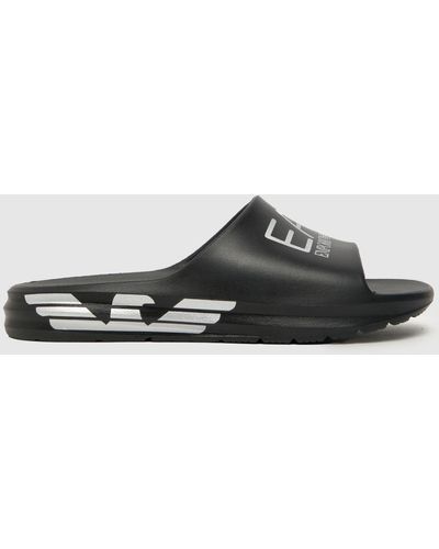EA7 Crusher Distance Slide Sandals In - Black