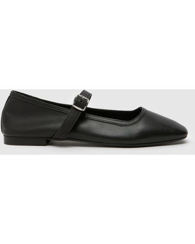 Schuh Lille Leather Ballerina Flat Shoes In - Black