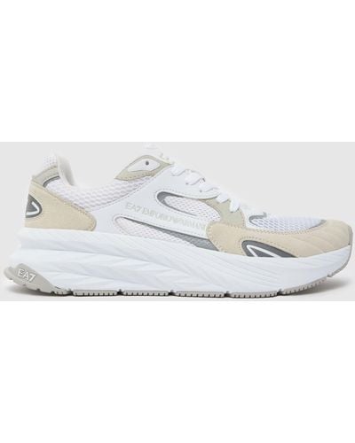 EA7 Crusher Distance Sonic Knit Trainers In - White