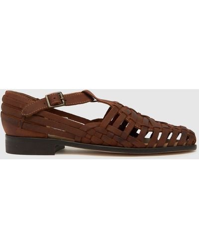 H by Hudson Licorice Basket Sandals In - Brown