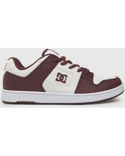 Dc Manteca 4 Trainers In White & Burgundy - Brown