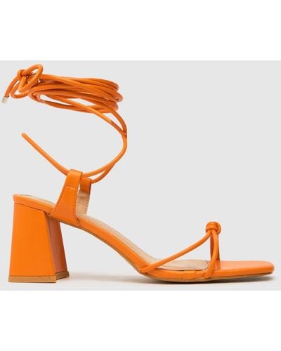 Schuh Stella Strappy Block High Heels In - Orange