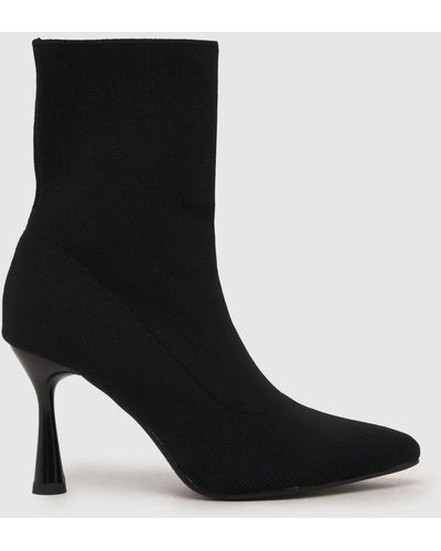 Schuh Bravo Knit Sock Ankle Boots In - Black