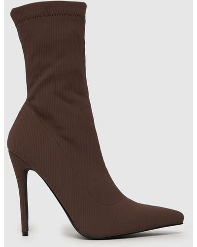 SIMMI Women's Keanu Stiletto Sock Boots - Brown