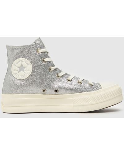 Converse All Star Lift Sparkle Trainers In - Natural