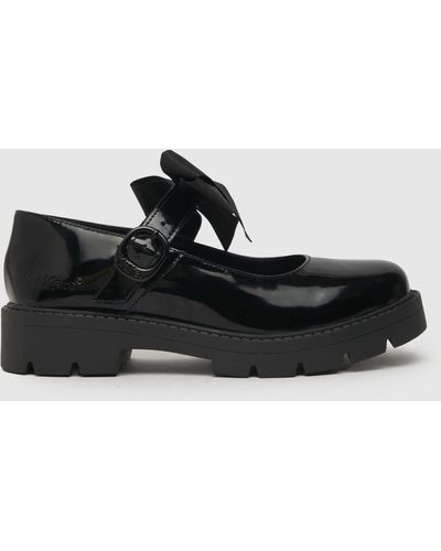 Kickers Kick Kori Mary Jane Bow Flat Shoes In - Black
