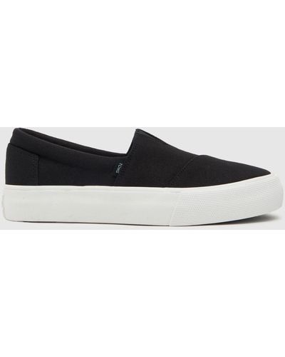 TOMS Fenix Flatform Slip On Flat Shoes In - Black