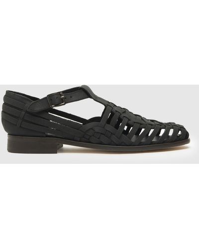 H by Hudson Licorice Basket Sandals In - Black