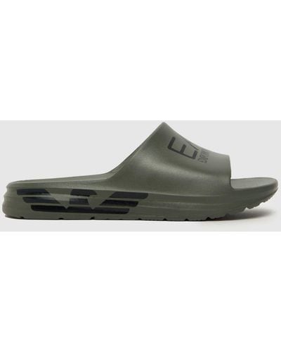 EA7 Crusher Distance Slide Sandals - Green