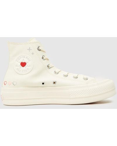 Converse All Star Lift Hi Y2k Heart Trainers In - Natural