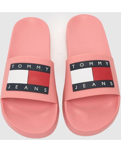 Tommy Hilfiger Flag Pool Slide Sandals In - Pink